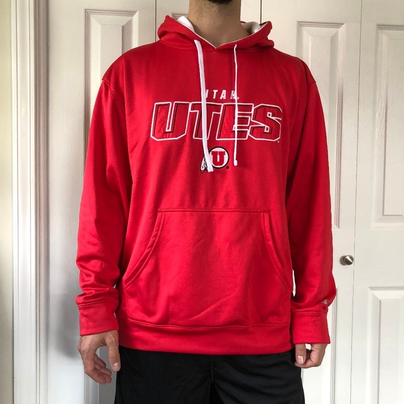 red and white champion sweatshirt